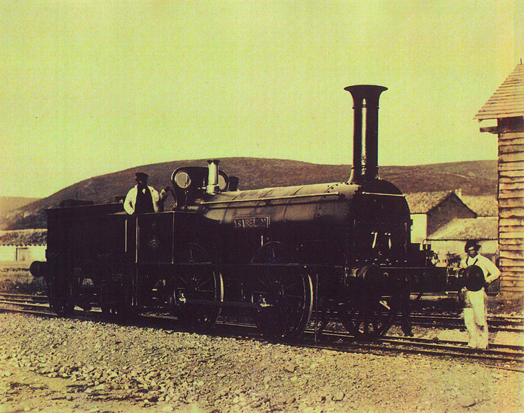Locomotora Isabel II en la estación de Reinosa
